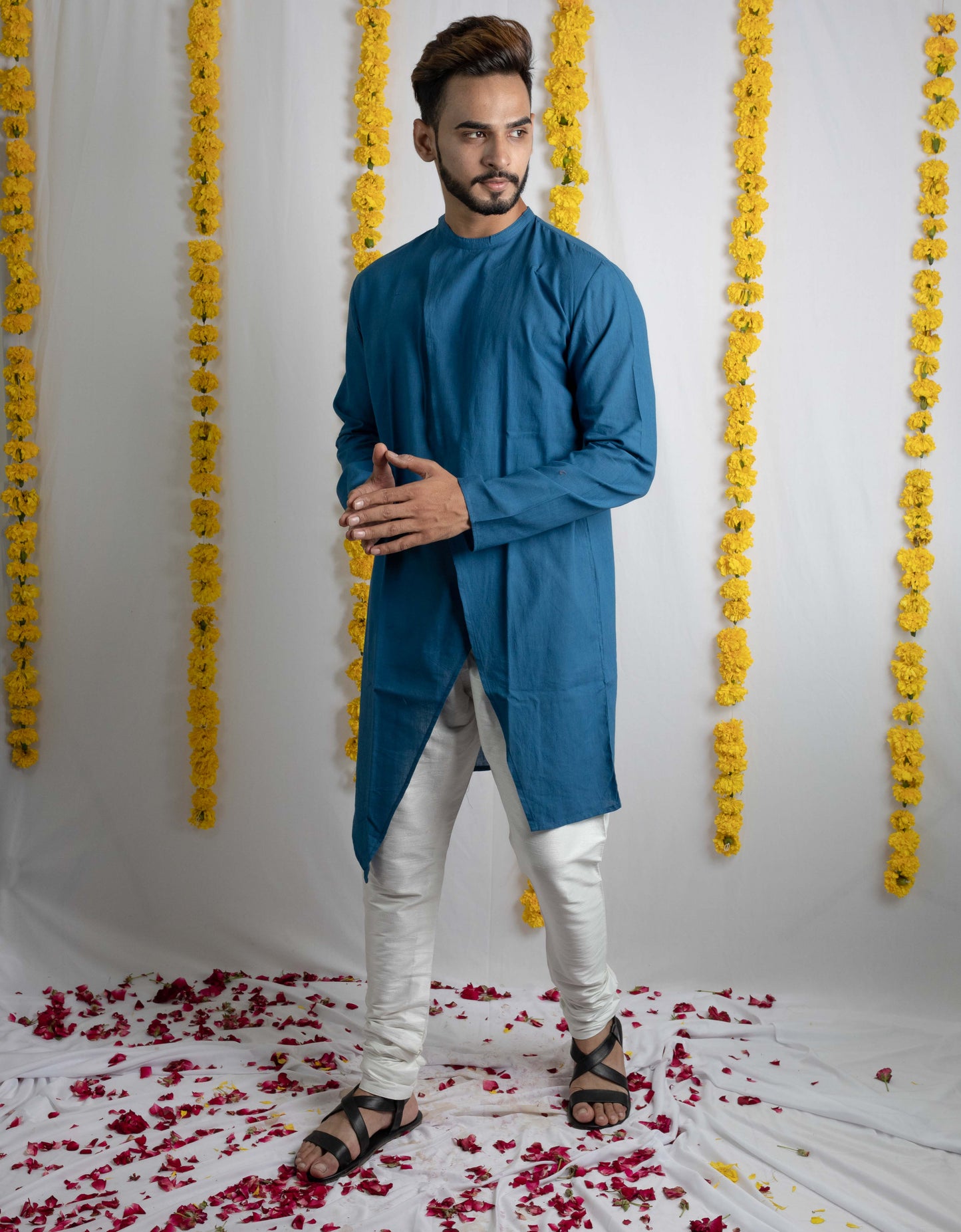Blue panelled kurta