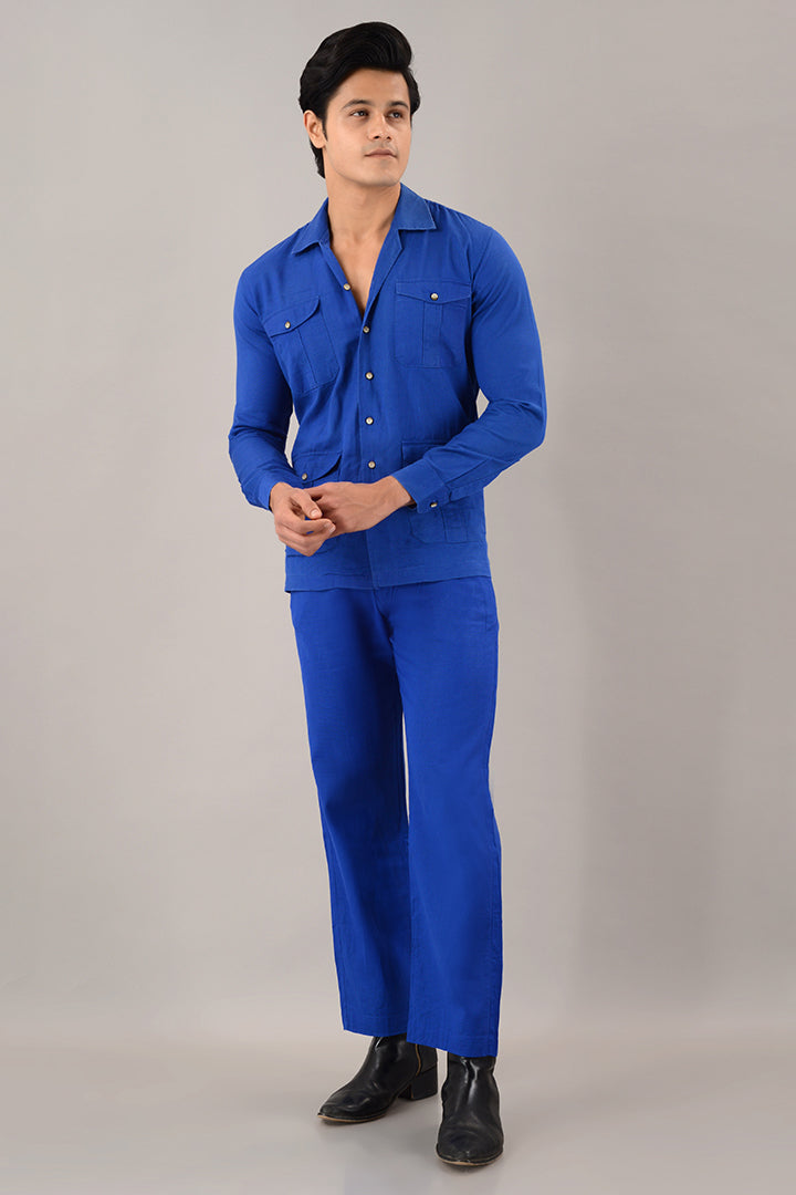 Blue over shirt (shacket) with pants