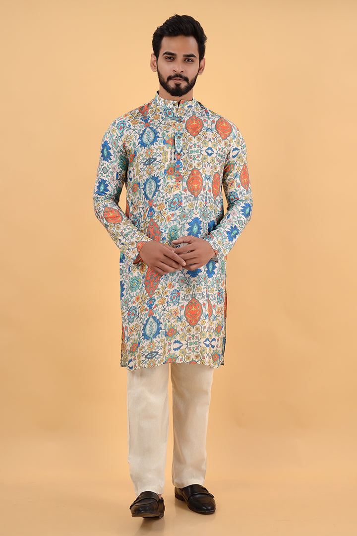Multi colour printed kurta