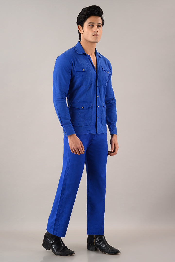 Blue over shirt (shacket) with pants