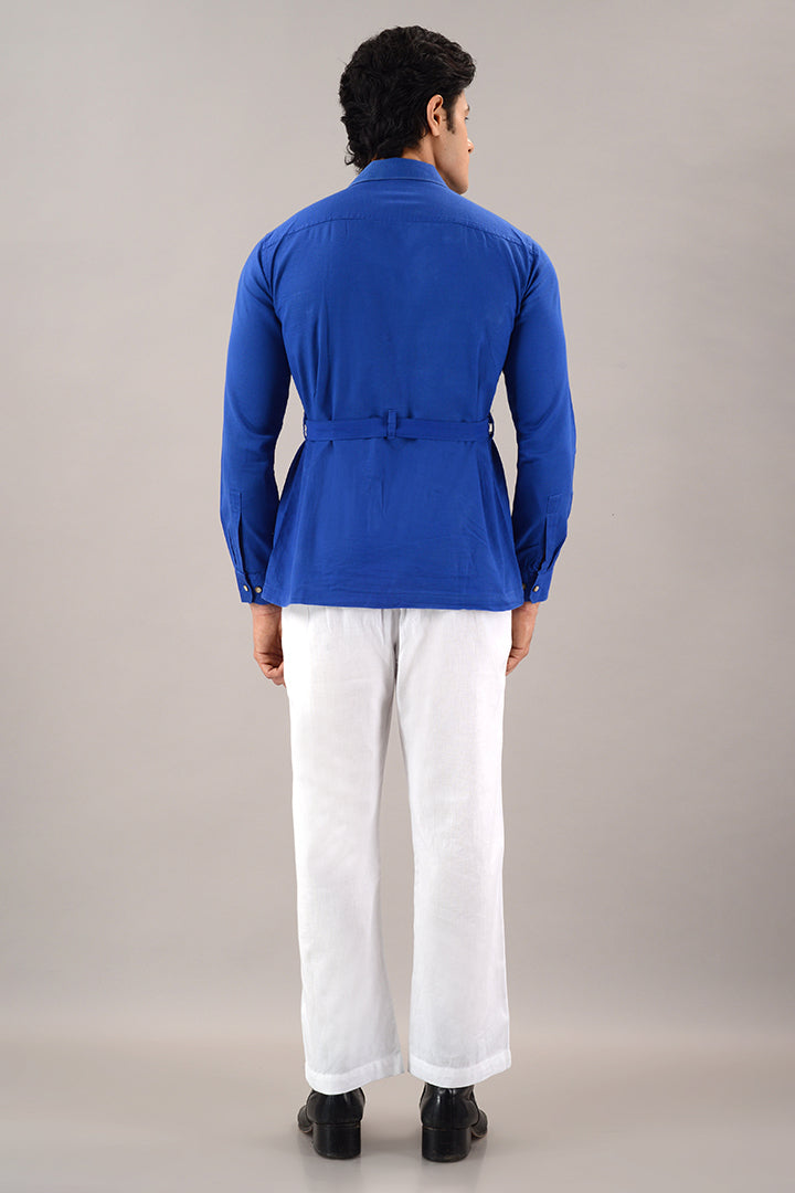Blue linen over shirt (shacket)