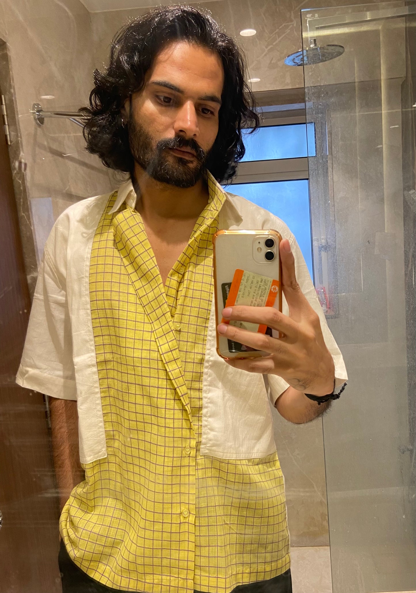 Yellow and white Madras checks shirt