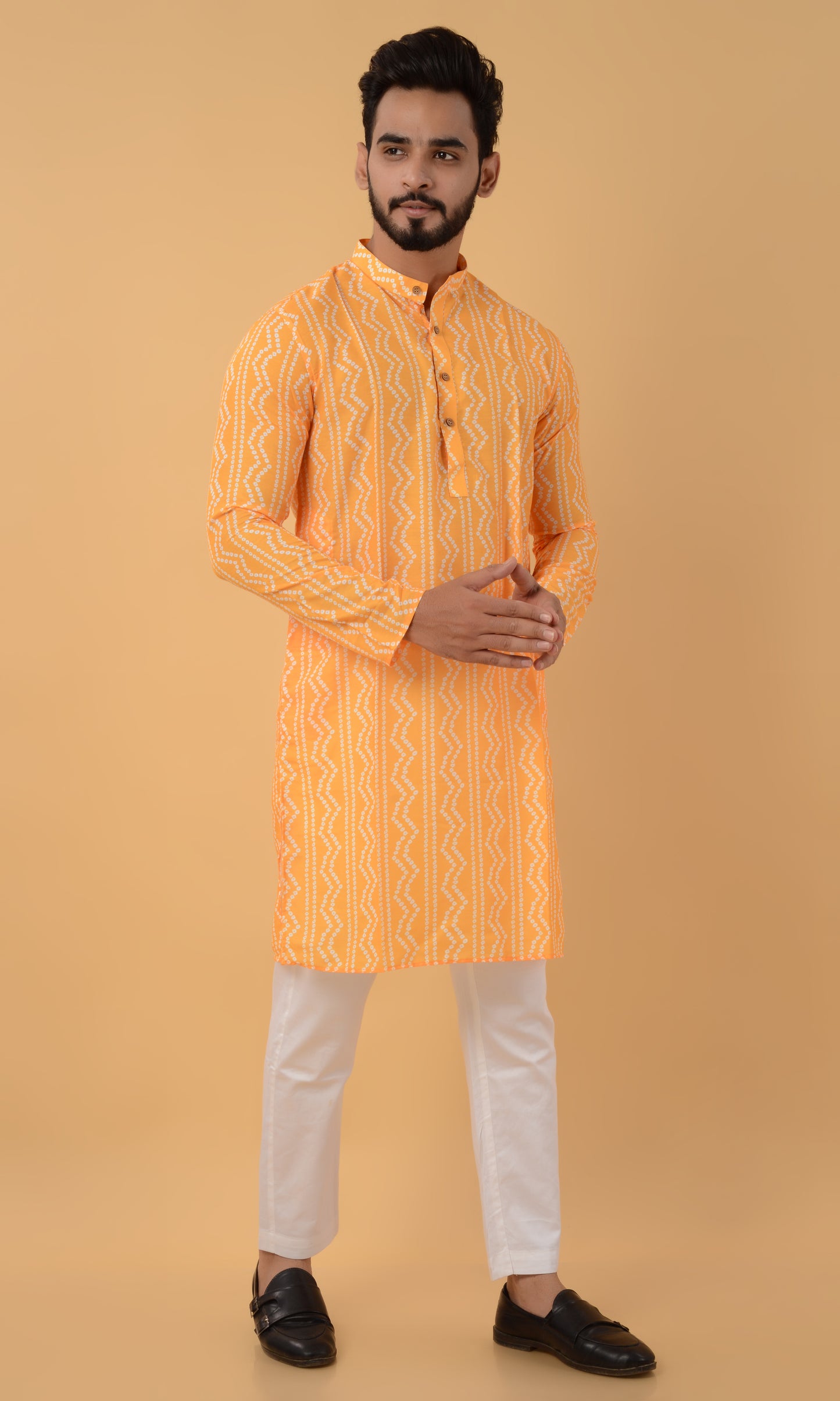 Yellow bandhani kurta