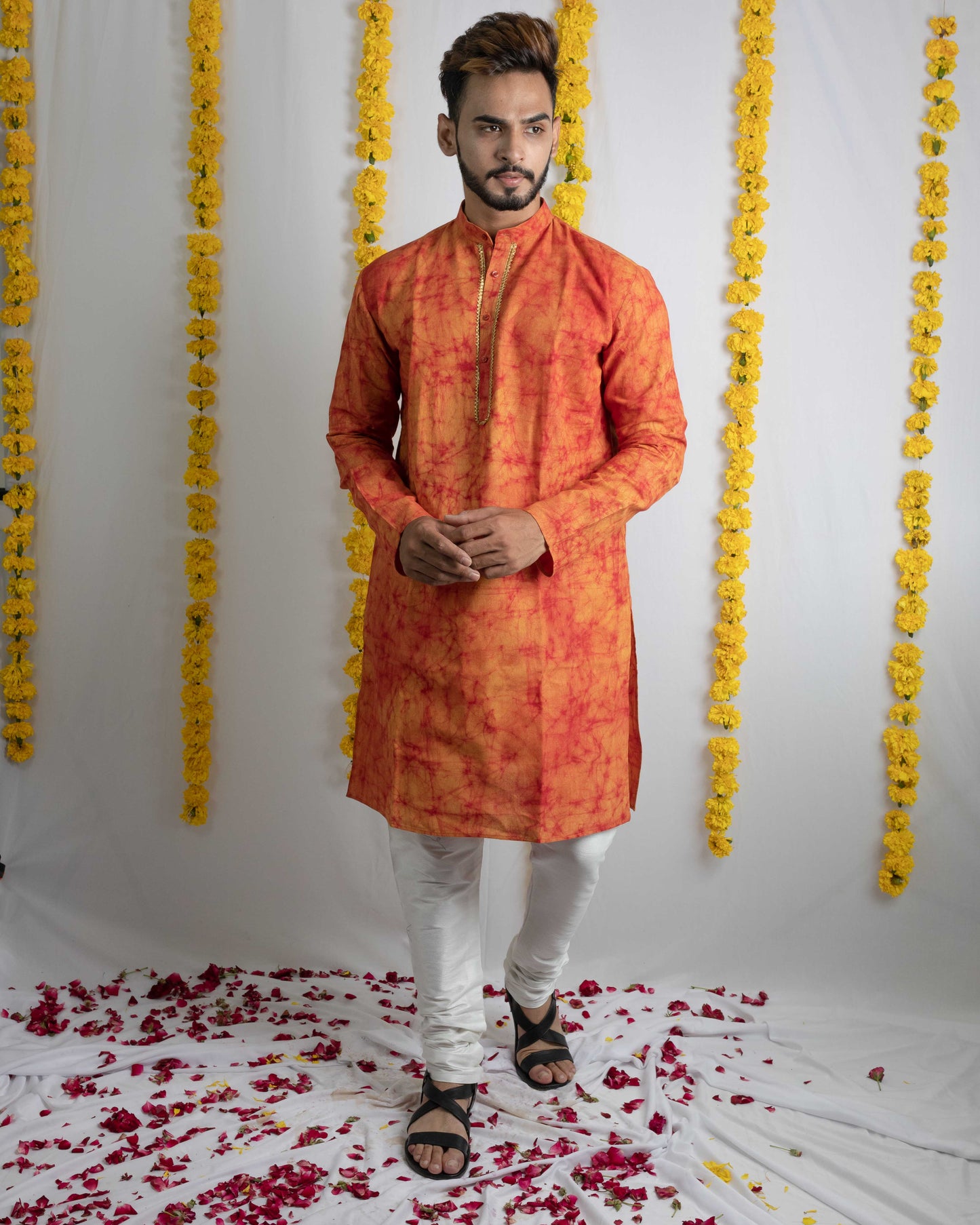 Orange tie dye kurta