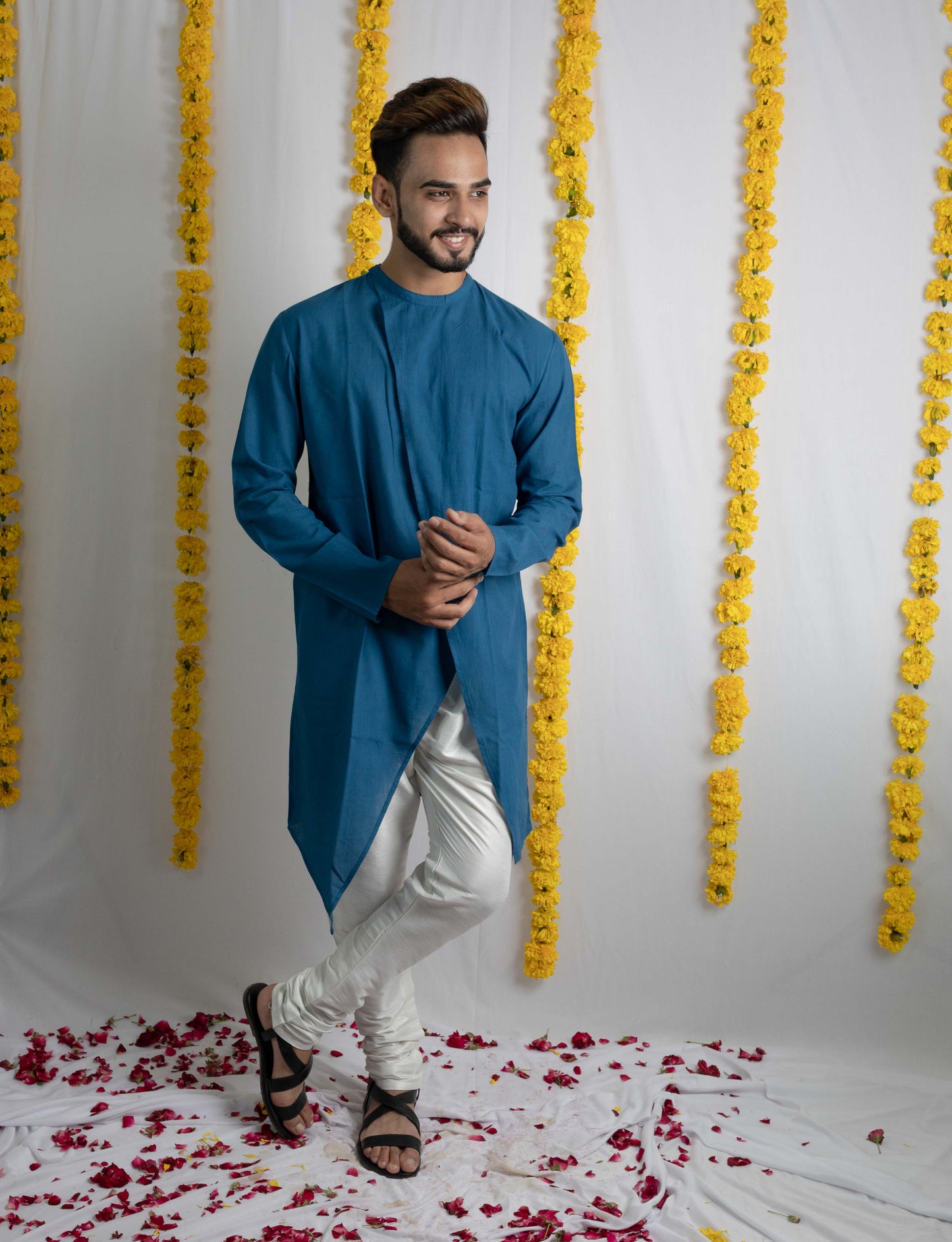 Blue panelled kurta