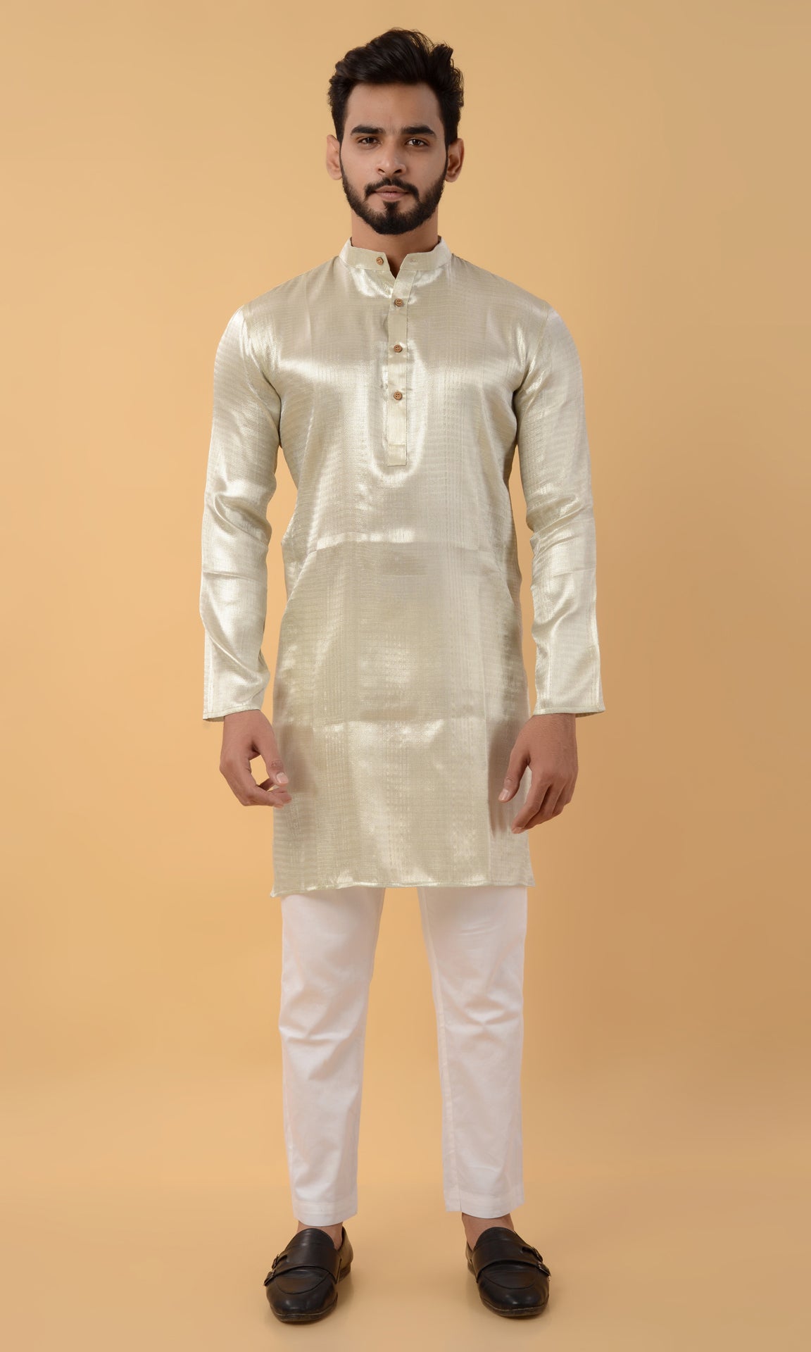 Silver herringbone kurta
