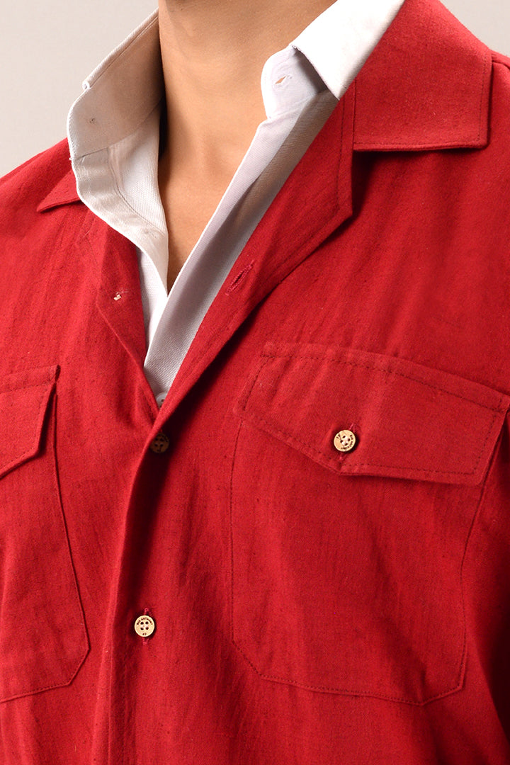Rust red over shirt (shacket) with pants