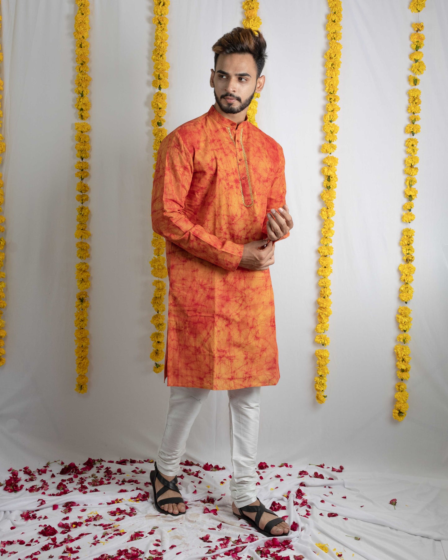 Orange tie dye kurta