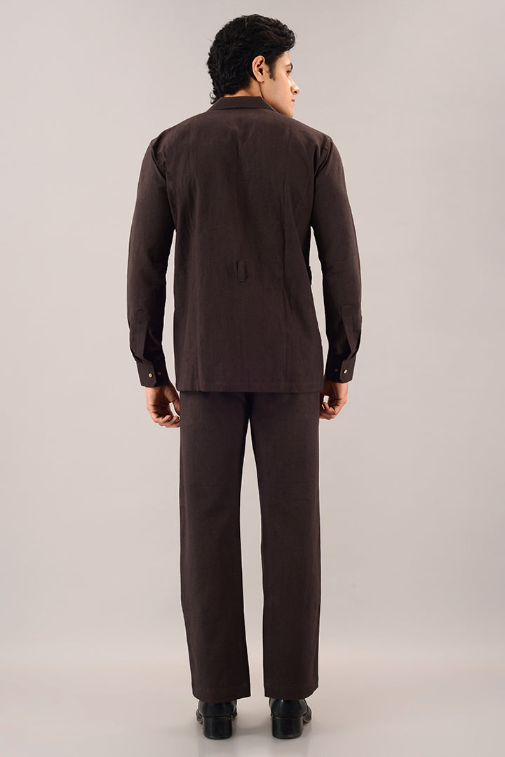 Brown linen over shirt (shacket) with pants