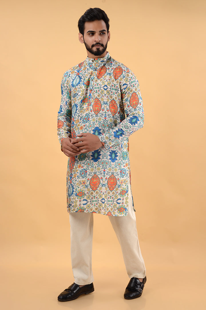 Multi colour printed kurta