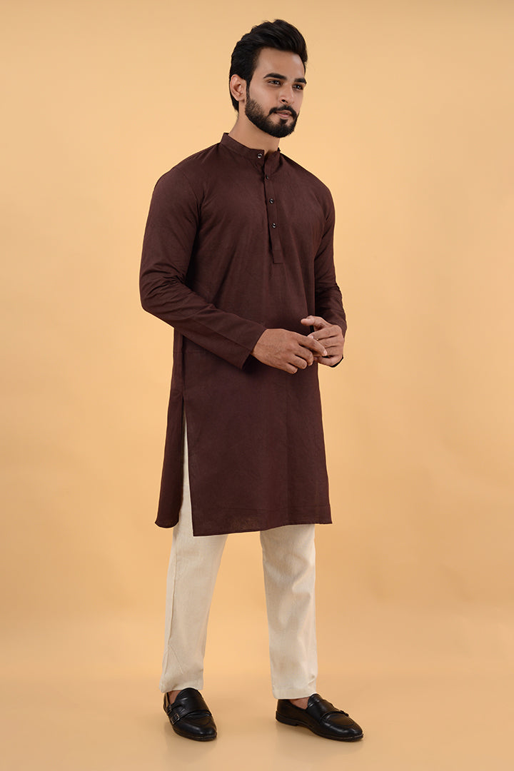 Brown handwoven kurta