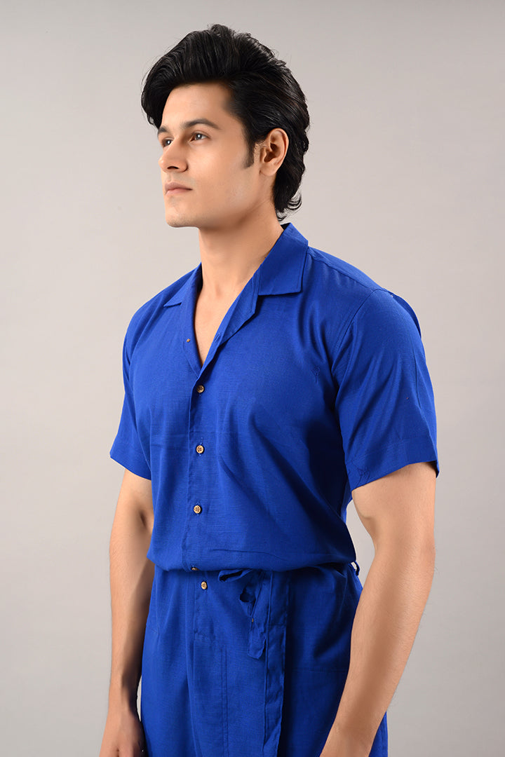 Blue linen jumpsuit
