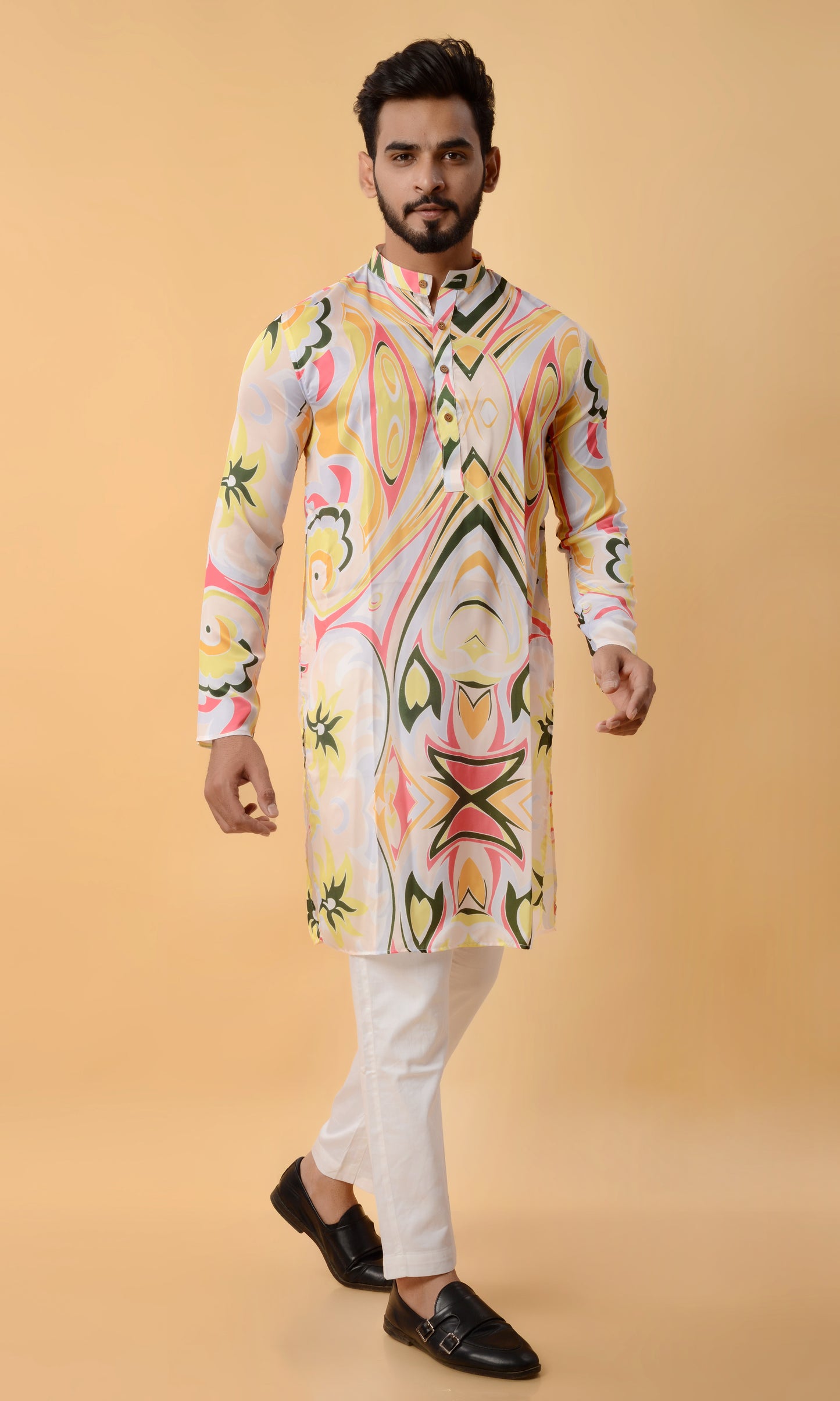 Multi colour Printed silk kurta