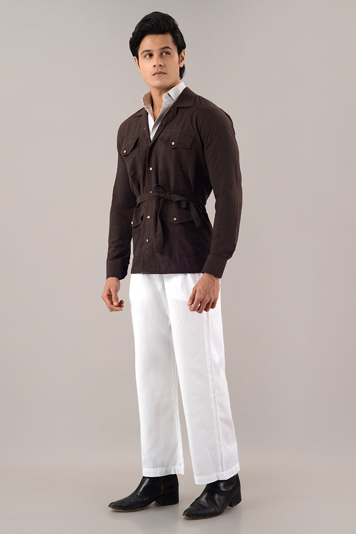 Brown line over shirt (shacket)
