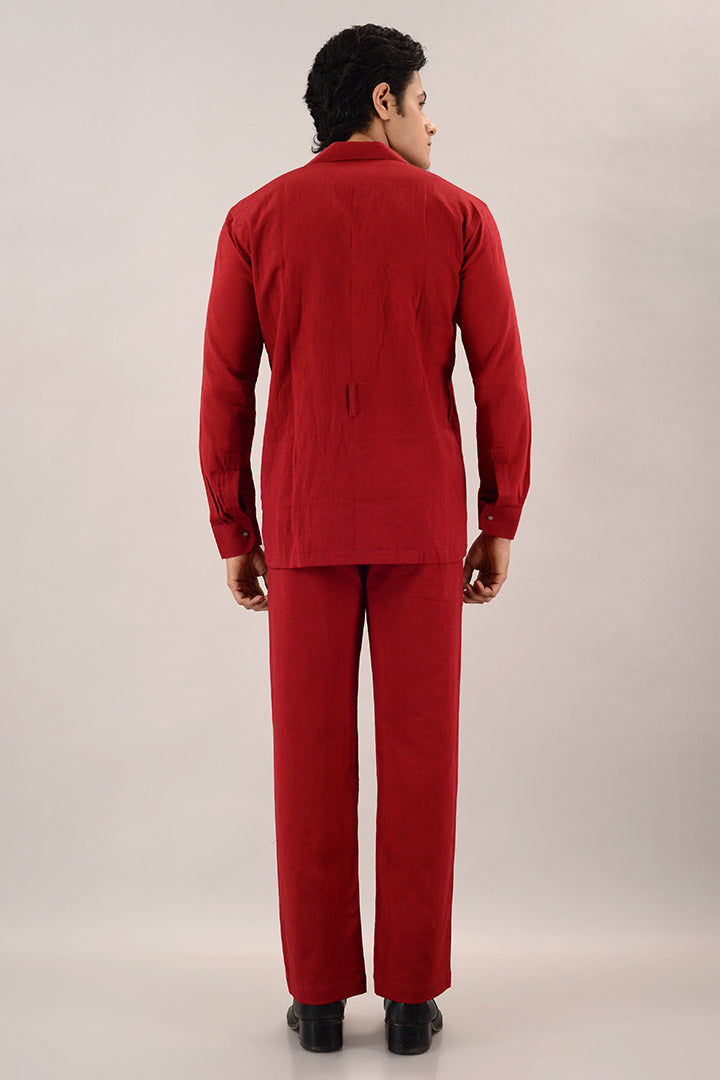 Rust red over shirt (shacket) with pants