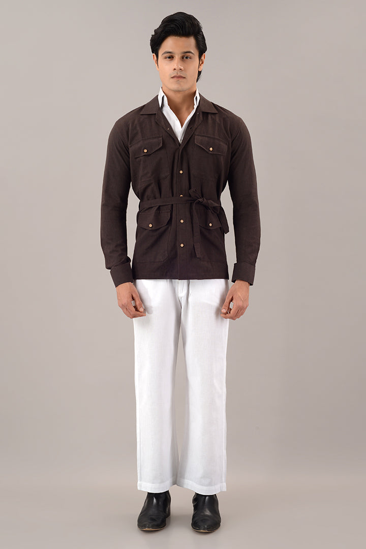 Brown line over shirt (shacket)