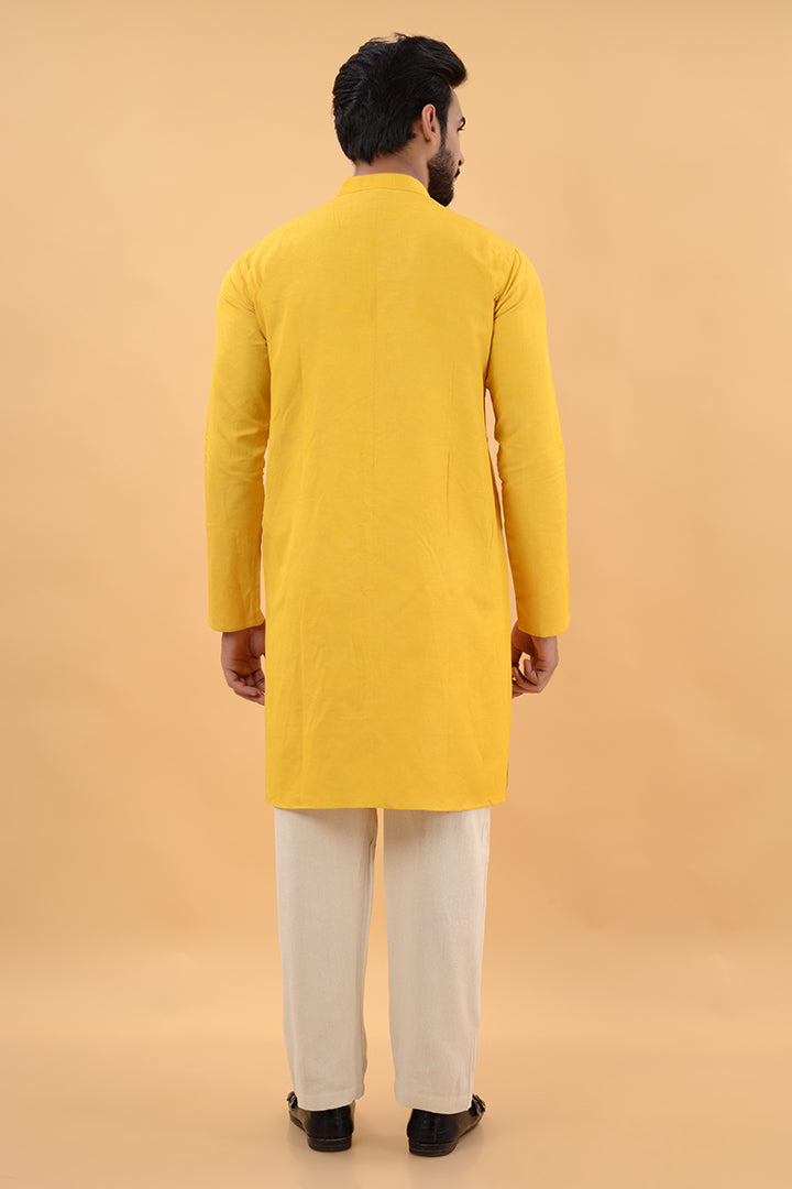 Yellow linen kurta