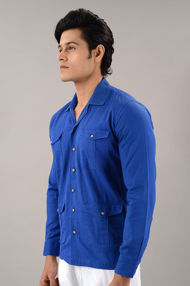 Blue linen over shirt (shacket)