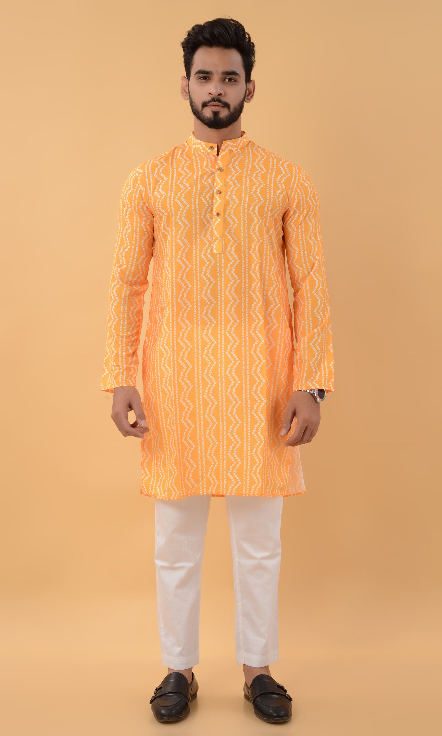 Yellow bandhani kurta