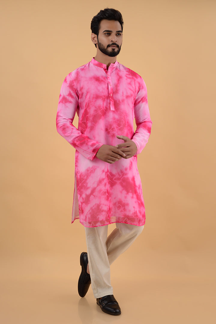Pink tie dye kurta