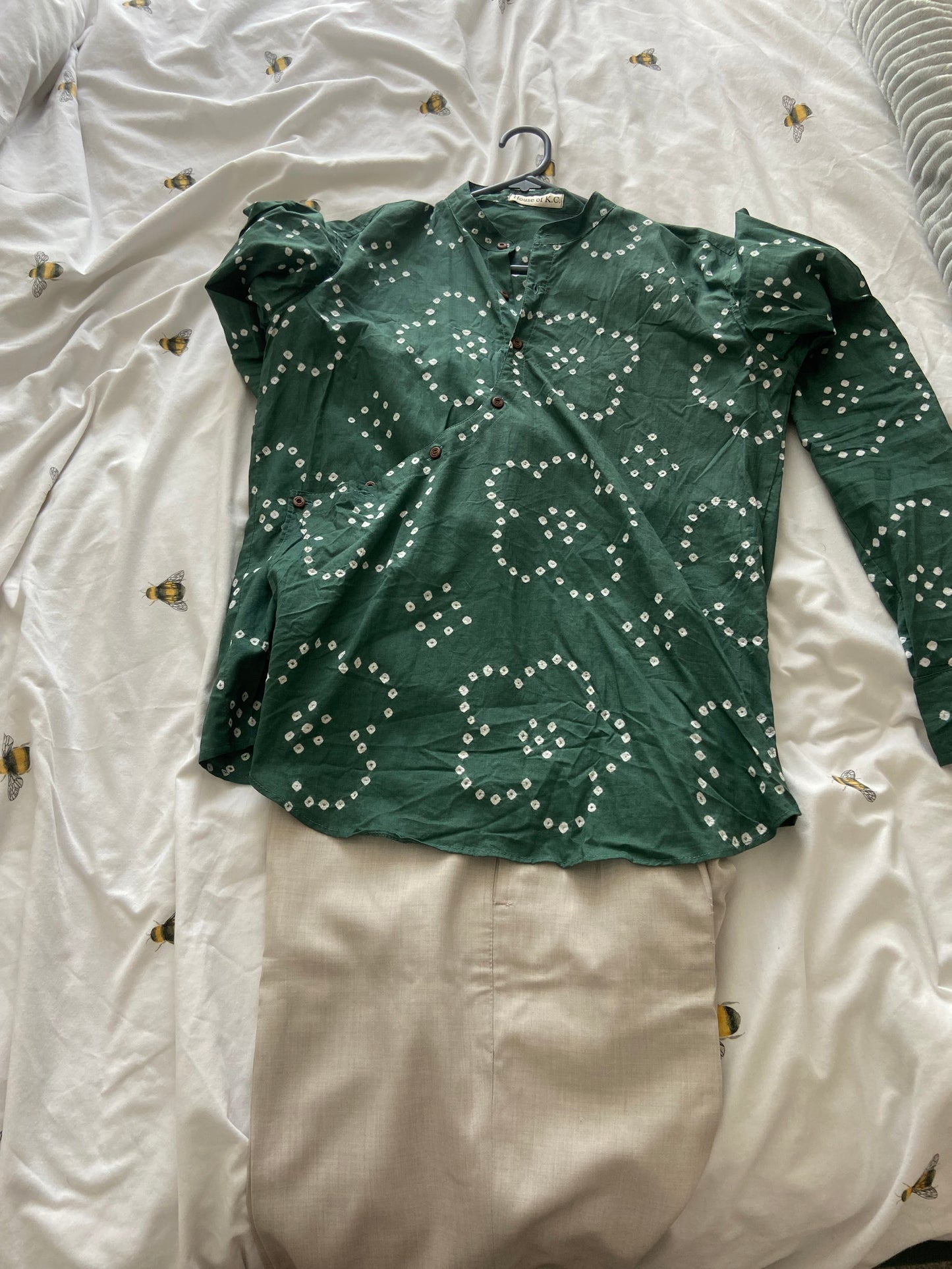 Green bandhani shirt
