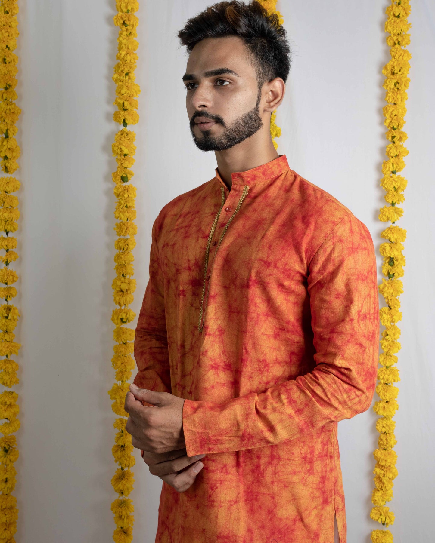 Orange tie dye kurta
