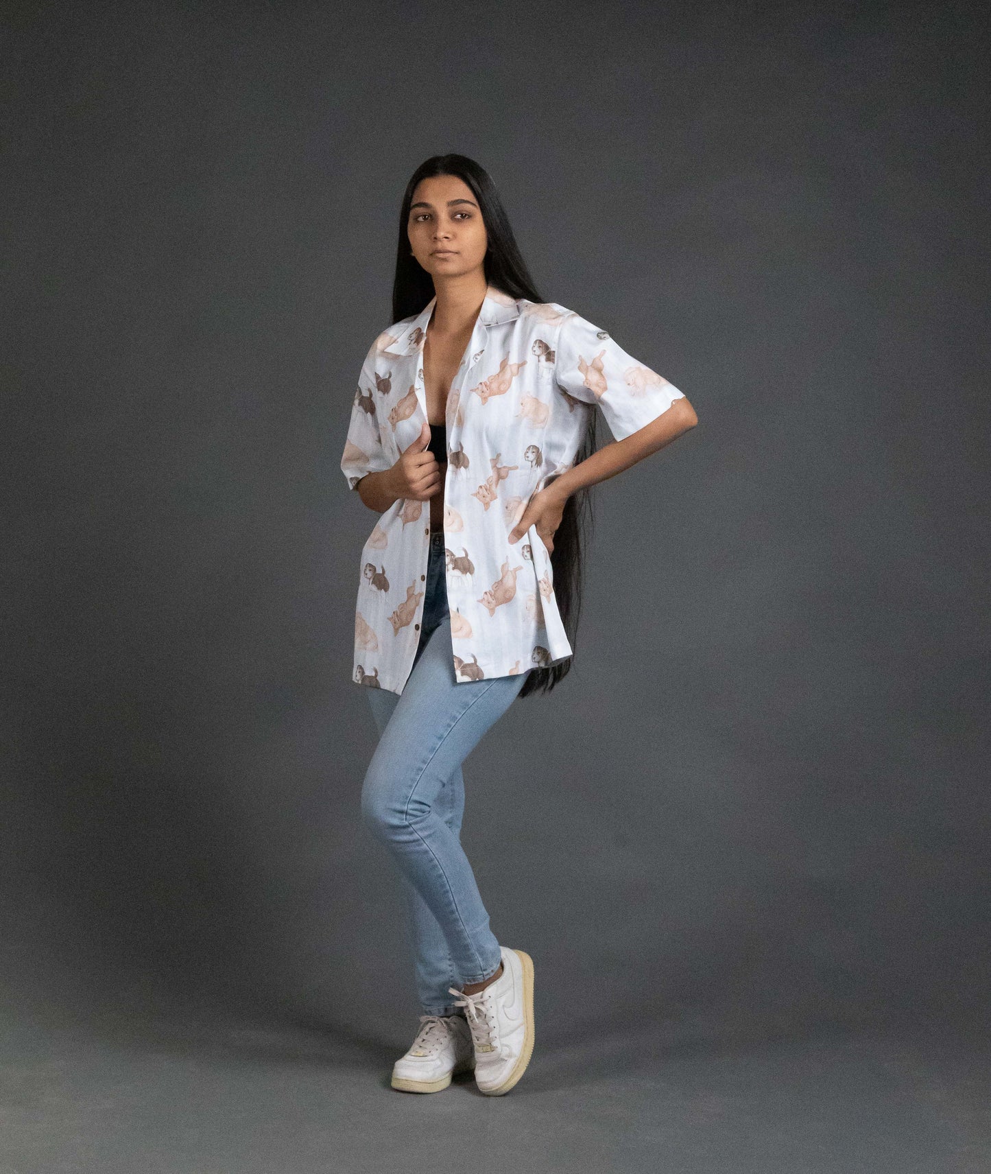 Dog printed cotton shirt
