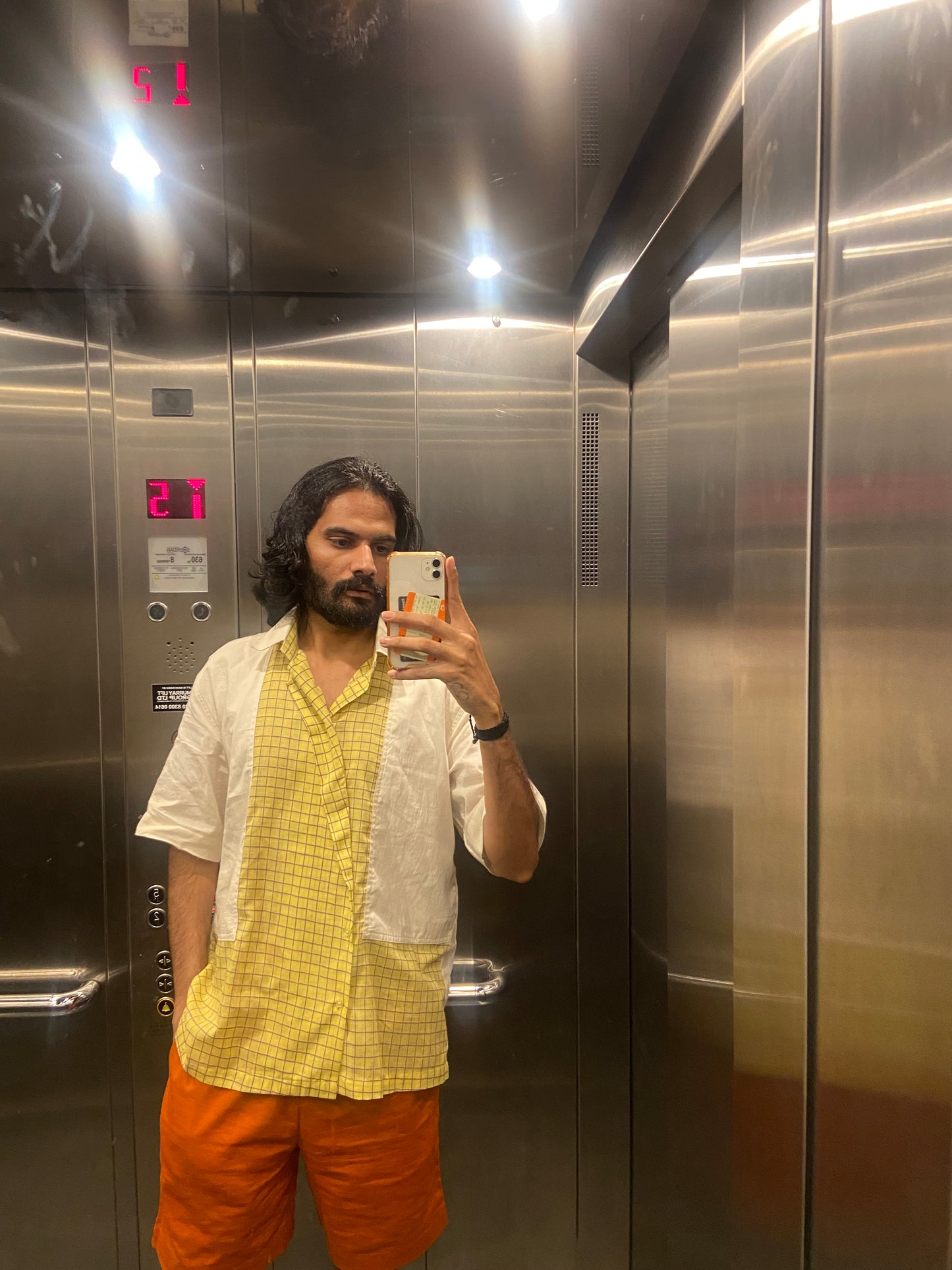 Yellow and white Madras checks shirt