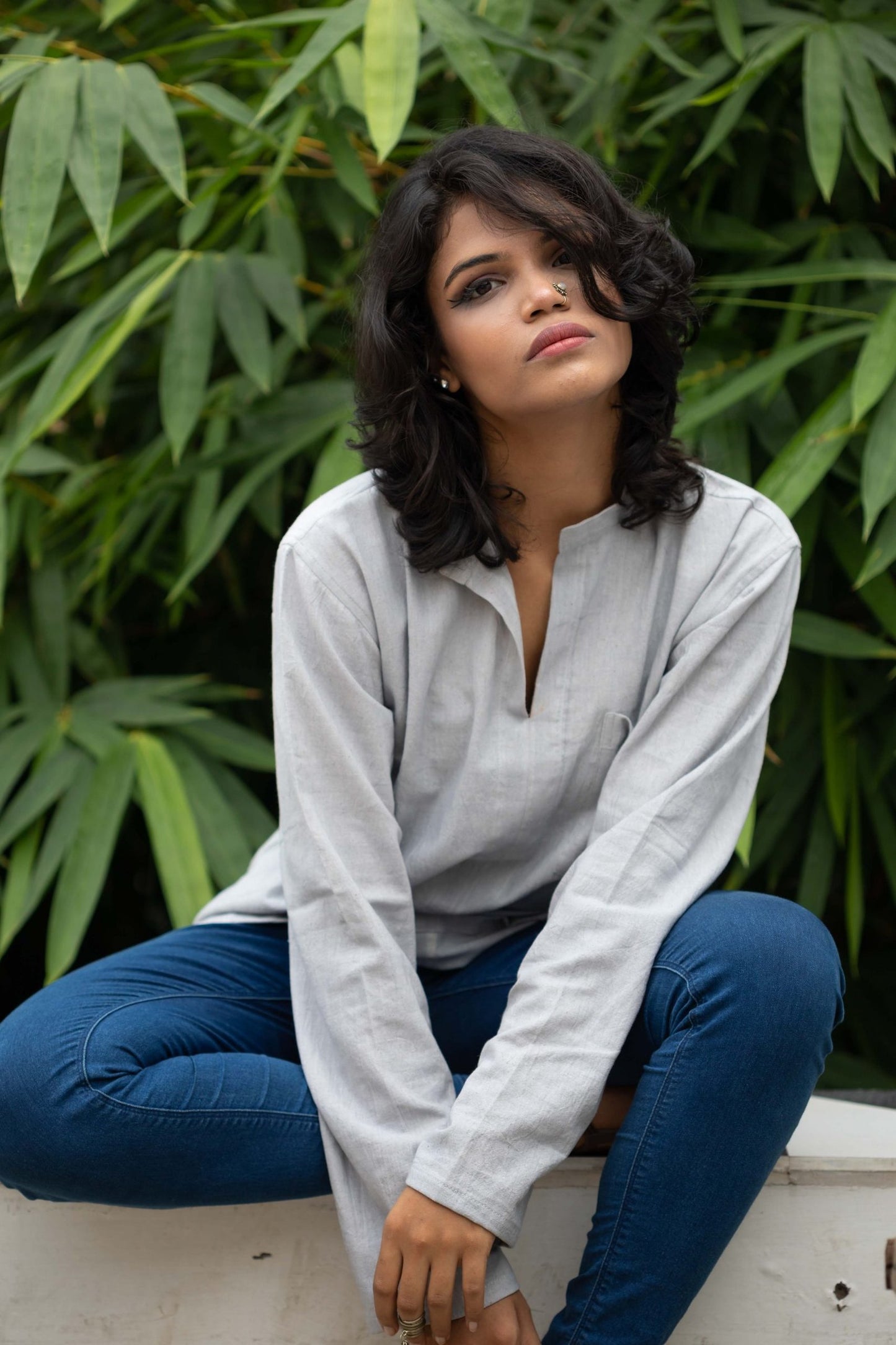 Karo short kurta style shirt
