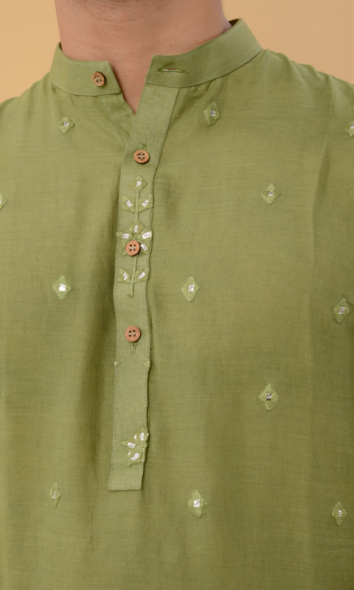 Pistachio green cut work kurta