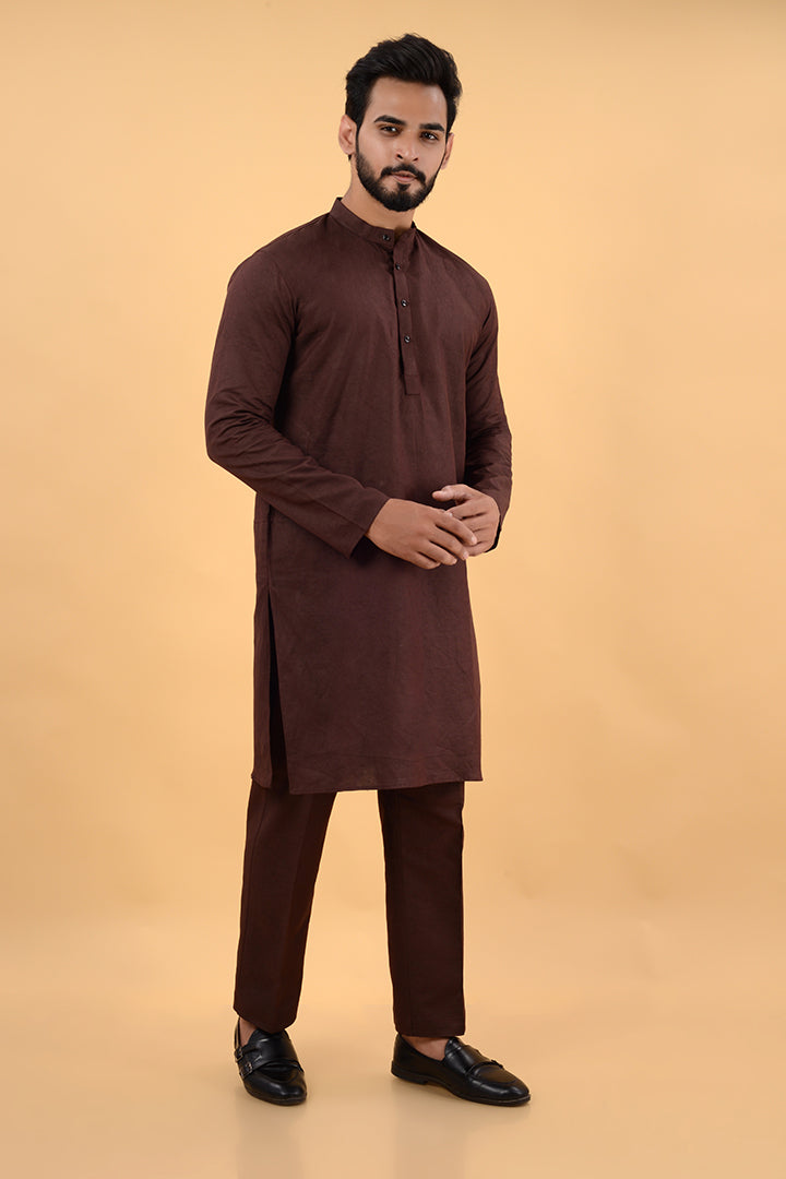 Brown cotton kurta set