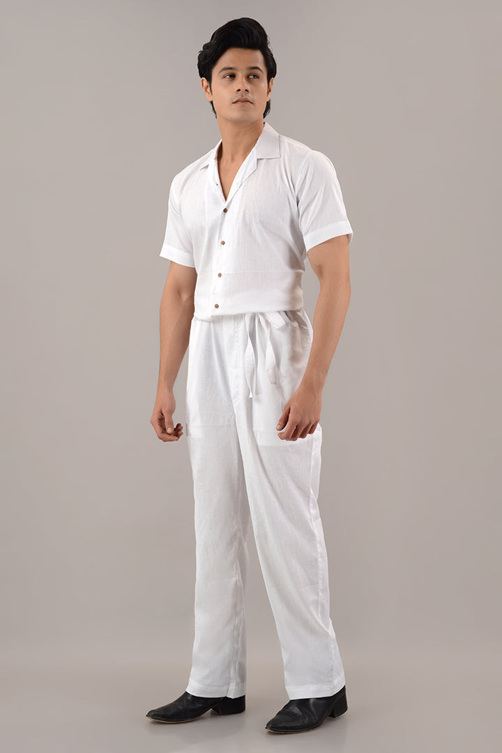 White linen jumpsuit
