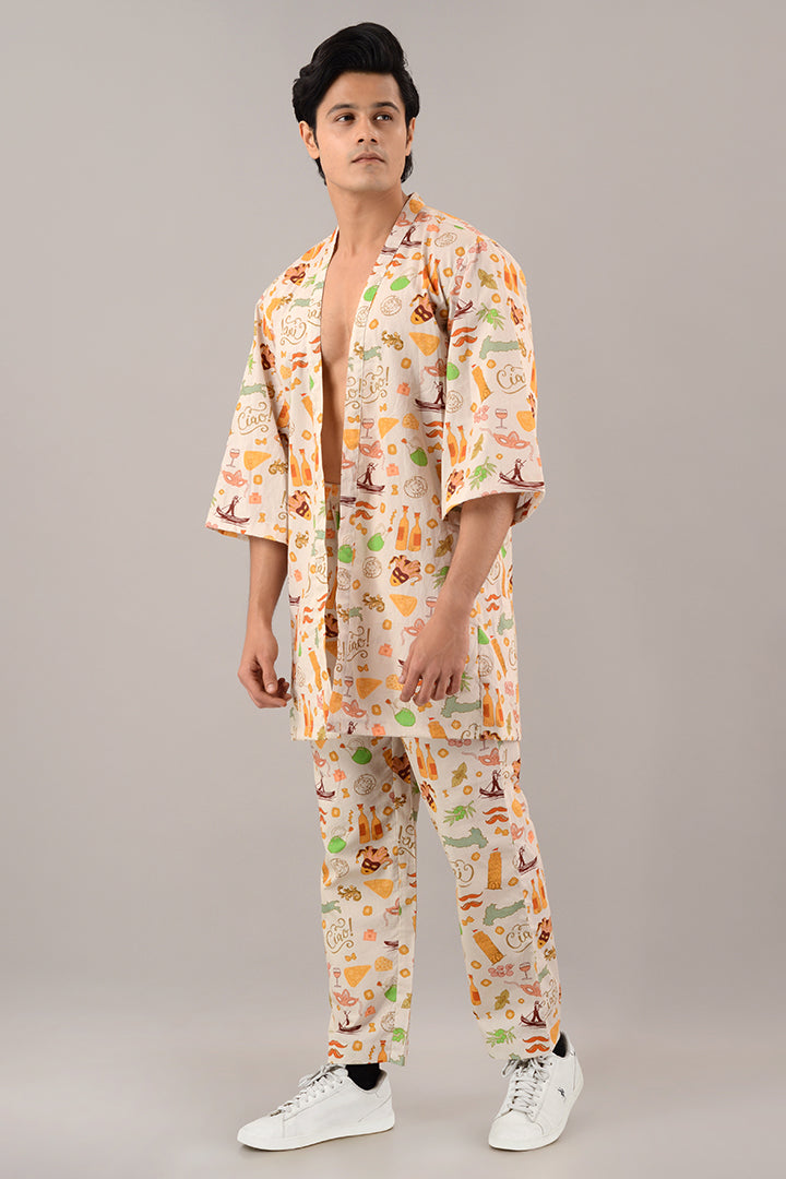Italian summer kimono jacket Coord set with pants