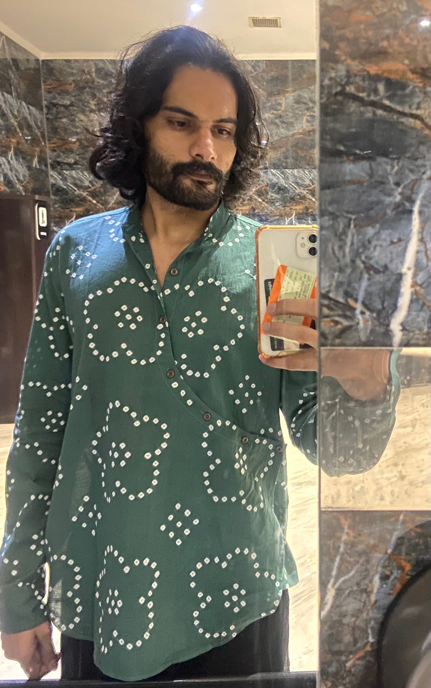 Green bandhani shirt