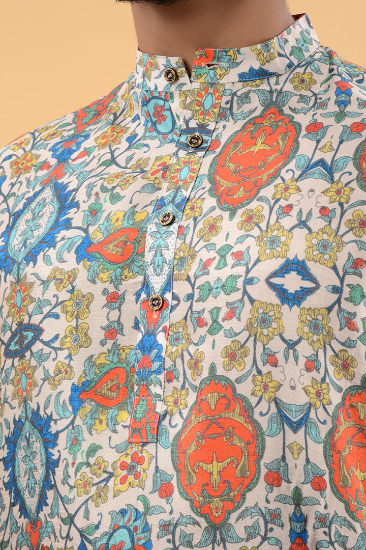 Multi colour printed kurta