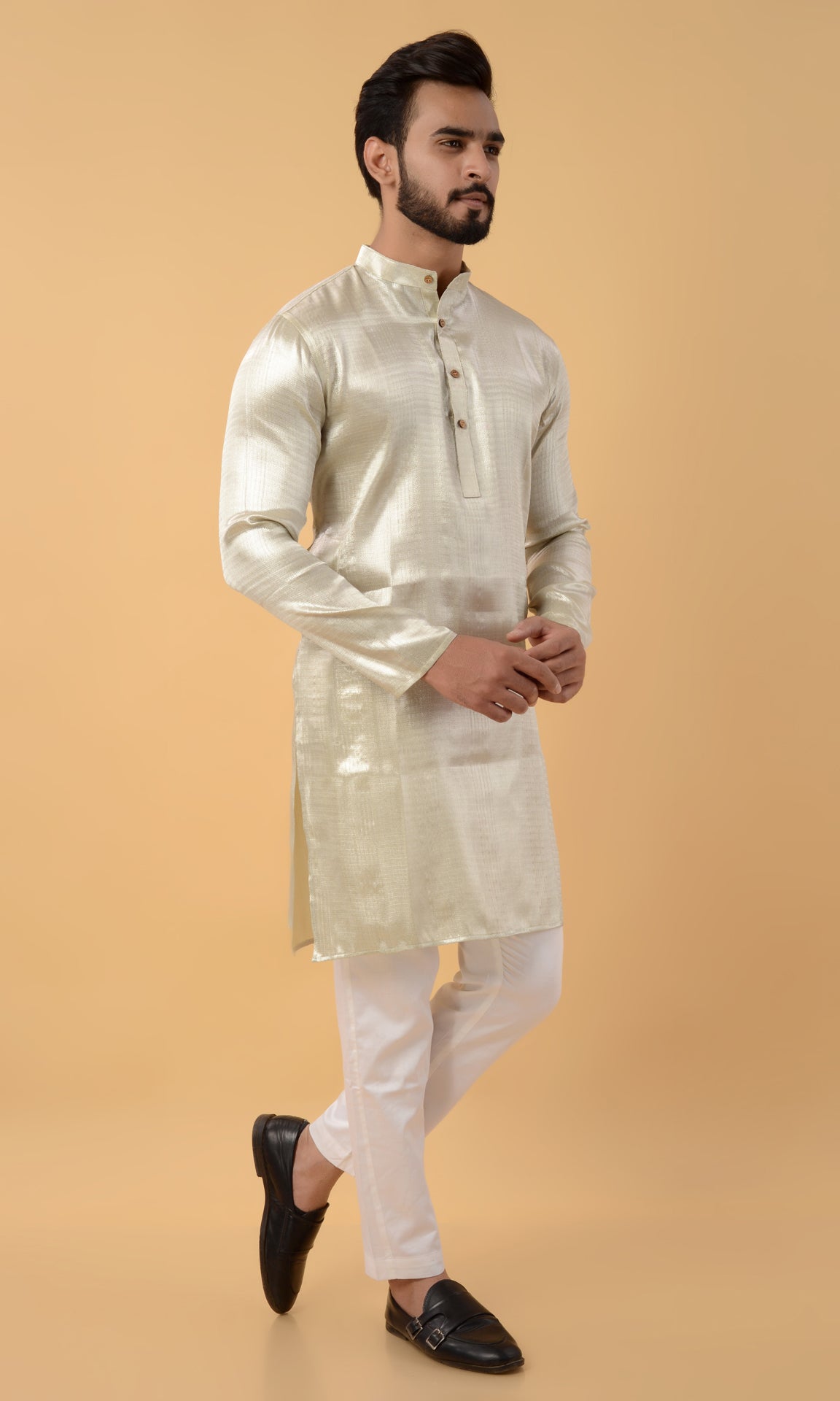 Silver herringbone kurta