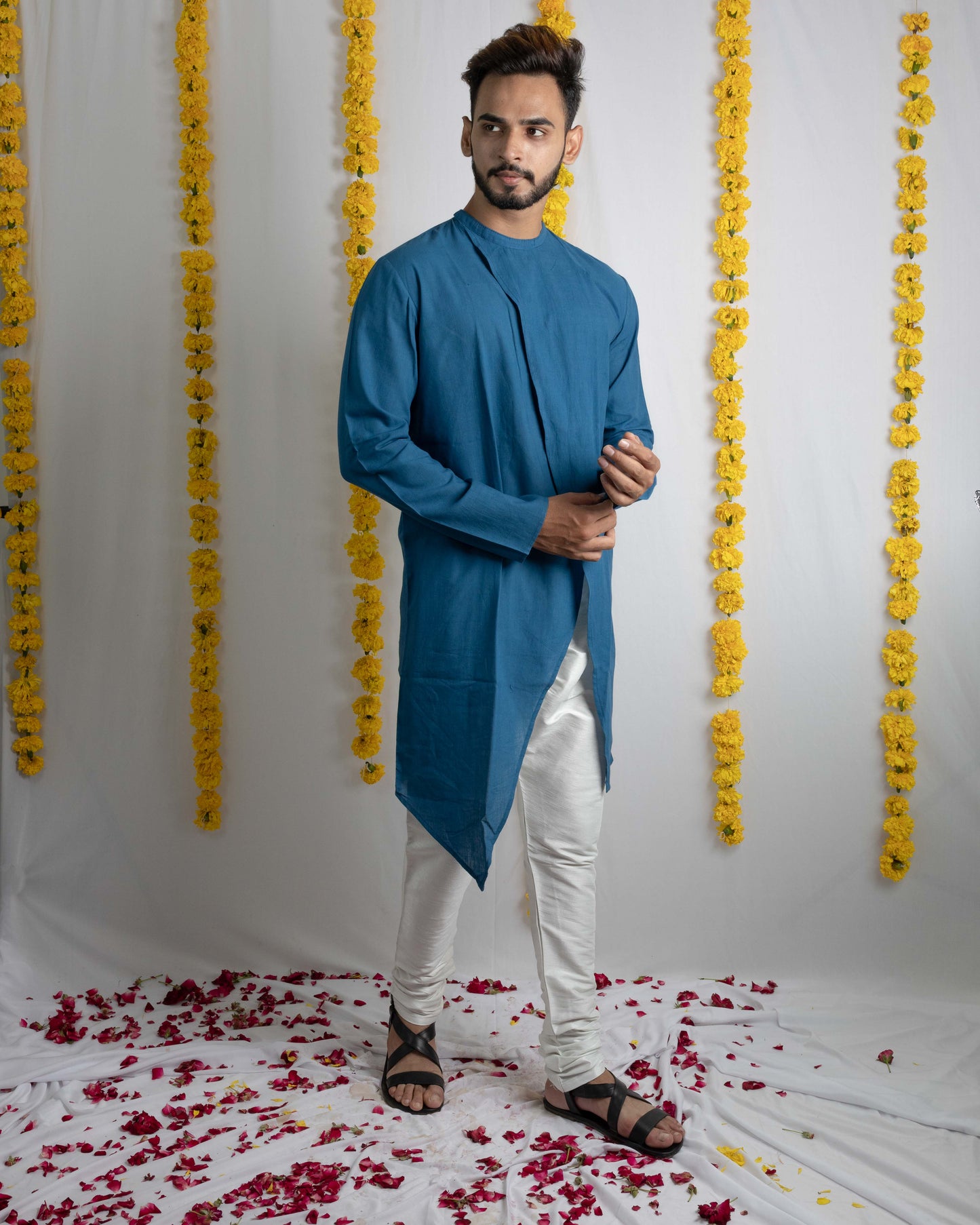 Blue panelled kurta