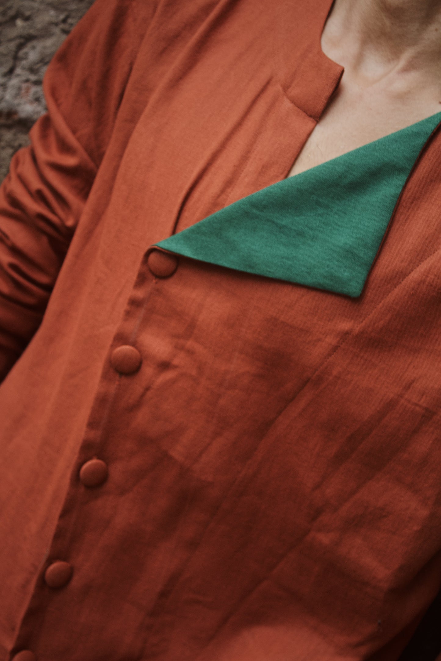 Rust brown kurta with colour block