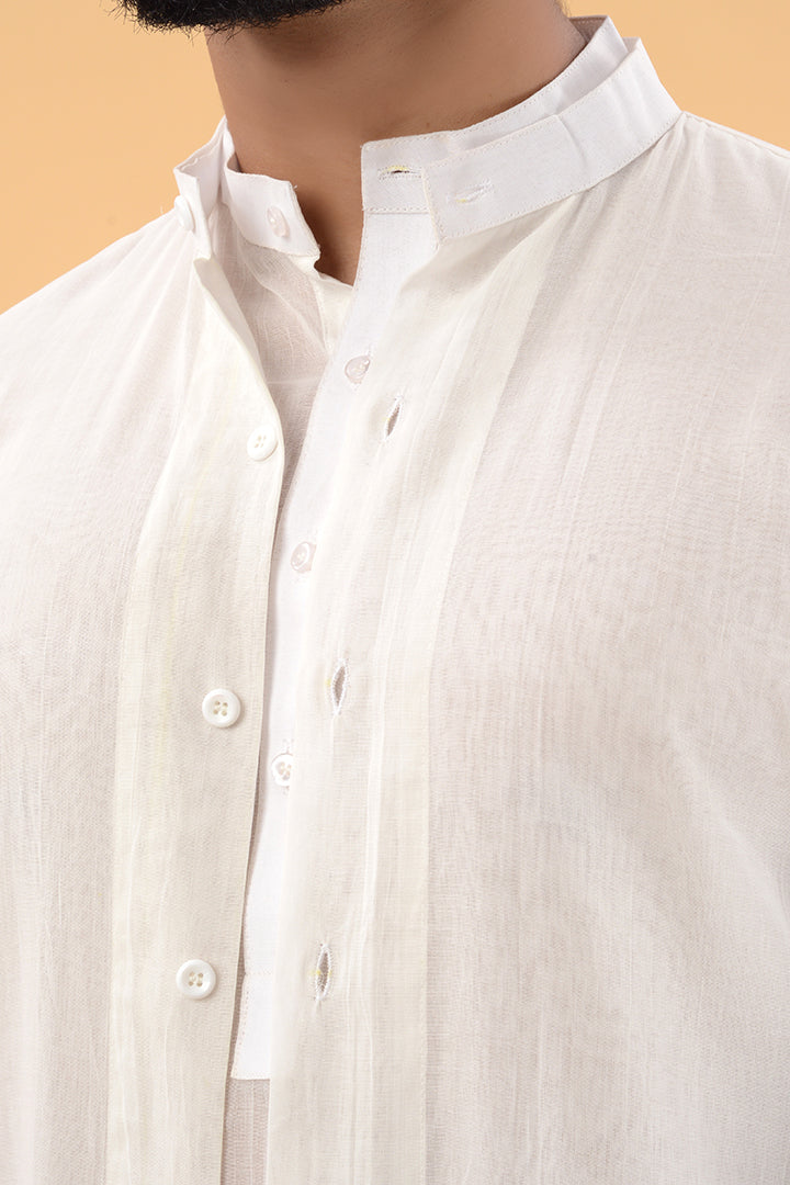 Off white pure mul kurta and jacket