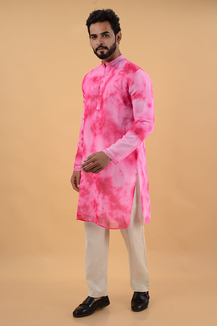 Pink tie dye kurta
