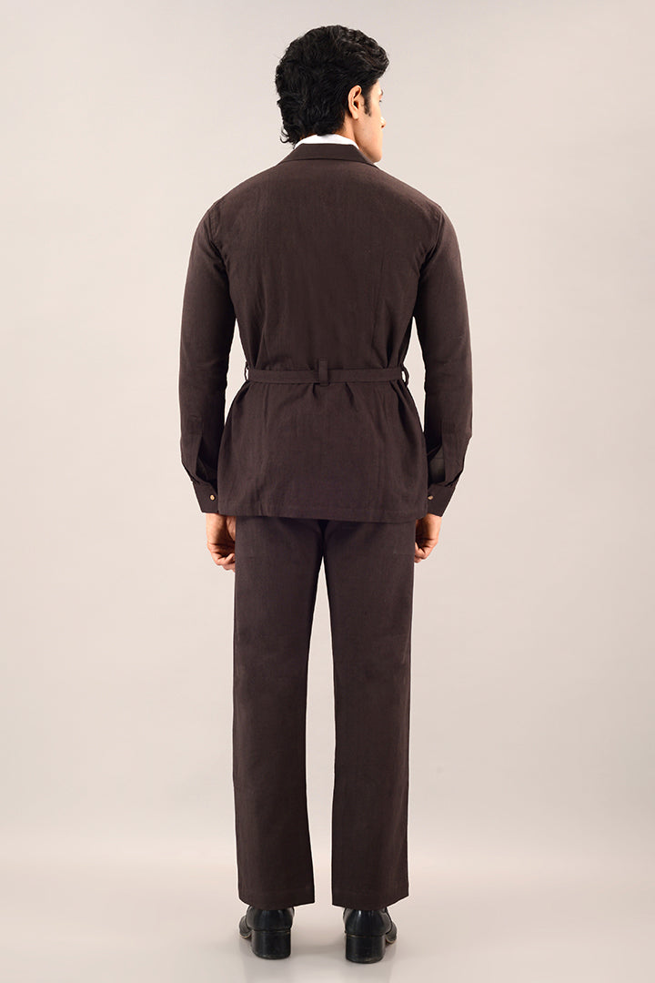 Brown linen over shirt (shacket) with pants