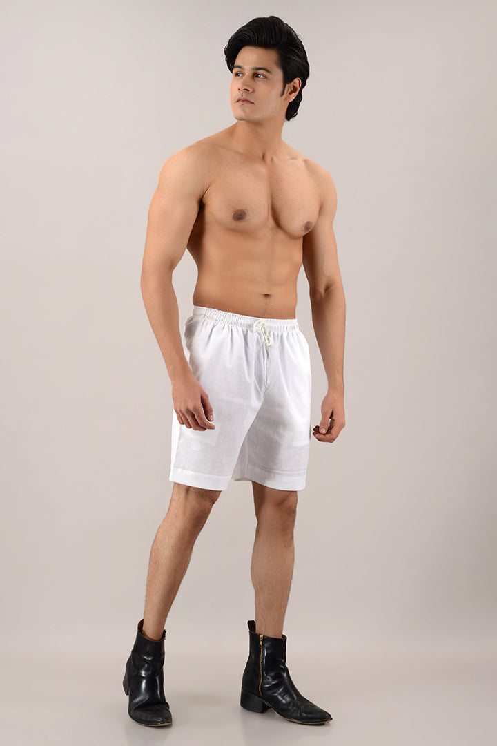 White linen shorts