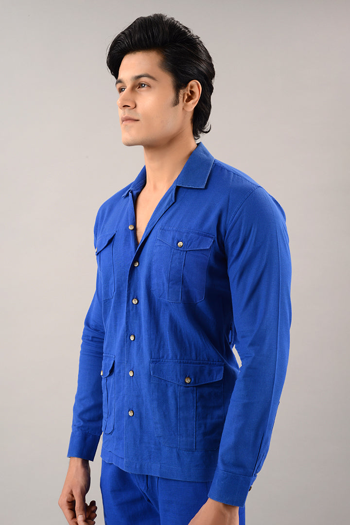 Blue over shirt (shacket) with pants