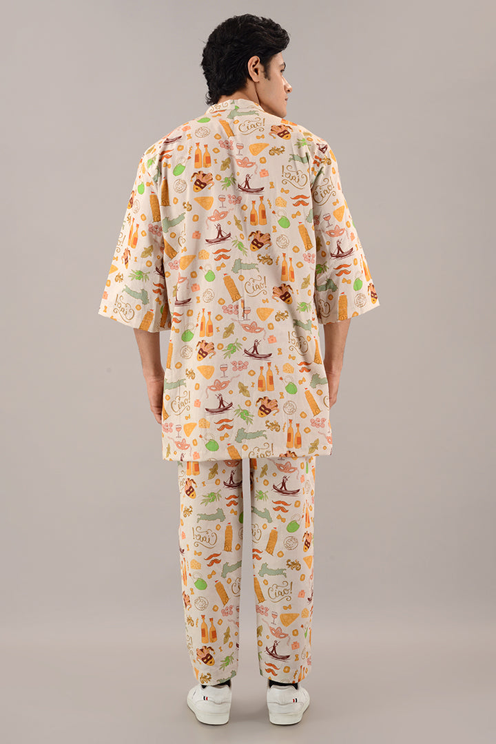 Italian summer kimono jacket Coord set with pants