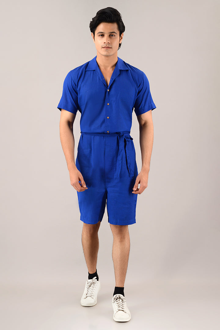Blue linen jumpsuit