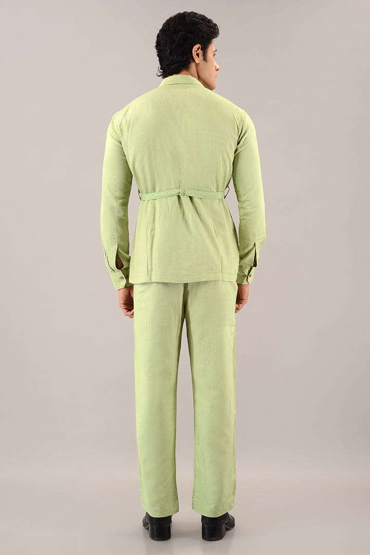Pistachio green over shirt (shacket) with pants
