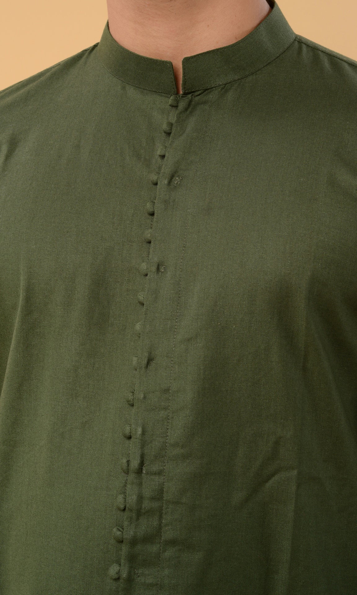 Dark green potli button kurta