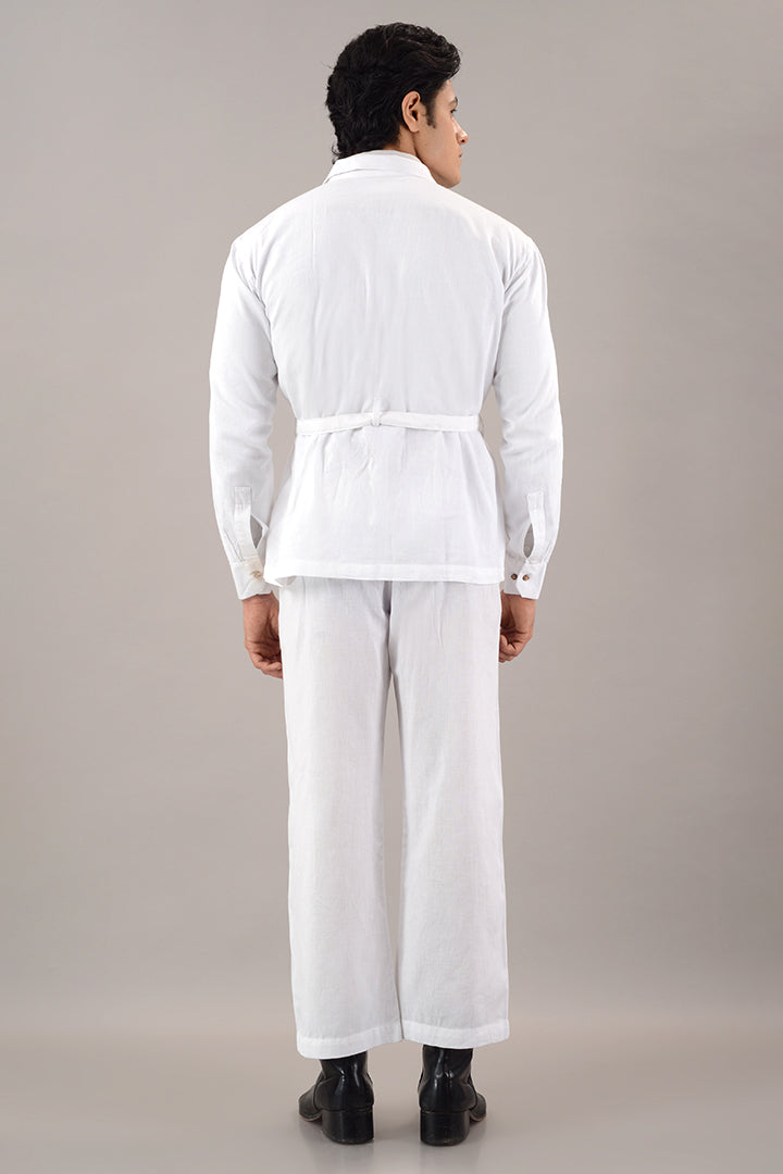 White linen over shirt (shacket) with pants