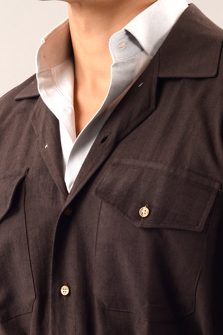 Brown line over shirt (shacket)