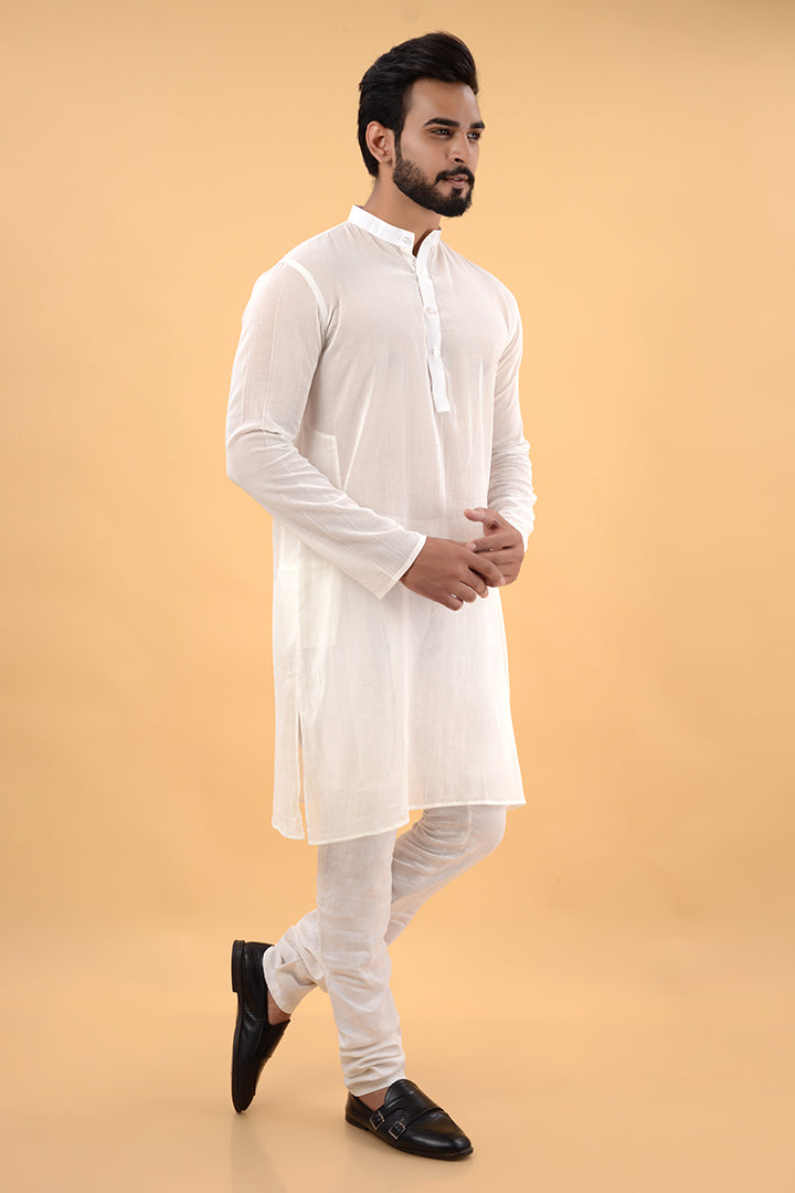 Off white pure mul kurta